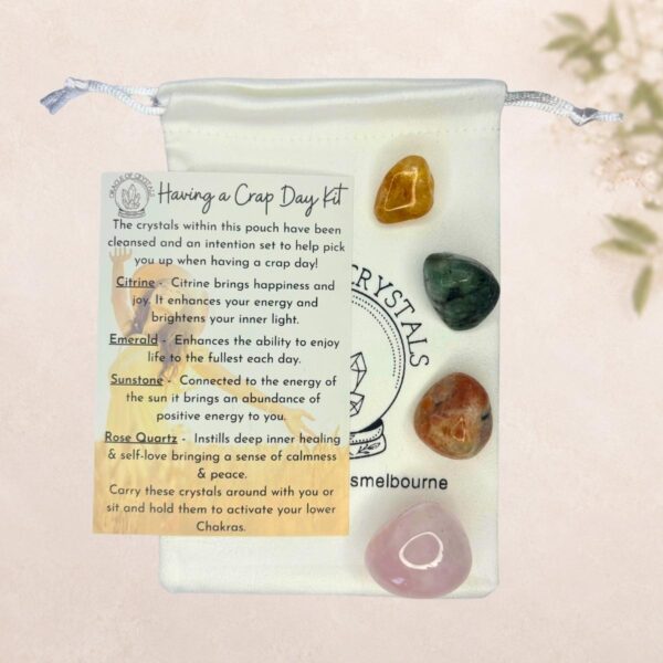 Having A Crap Day Crystal Kit with Citrine, Emerald, Sunstone and Rose Quartz