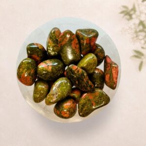 Unakite tumble stone for emotional balance, acceptance and heart chakra support