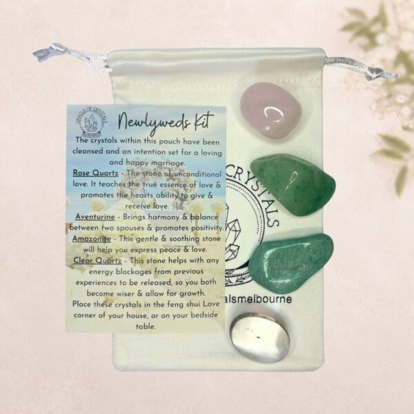 newlyweds-crystal-kit-melbourne Newlyweds Crystal Kit with Rose Quartz, Aventurine, Amazonite and Clear Quartz