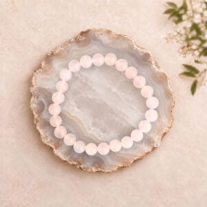 rose-quartz-beaded-bracelet-melbourne Rose Quartz Beaded Bracelet for unconditional love, self-compassion and Heart Chakra support