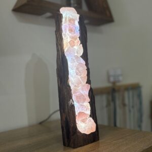 rose quartz wood lamp