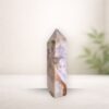 pink-amethyst-tower-melbourne pink amethyst crystal tower from Brazil with soft blush tones for calm and emotional healing