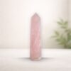 rose quartz crystal tower from Brazil with soft pink tones for love and emotional healing