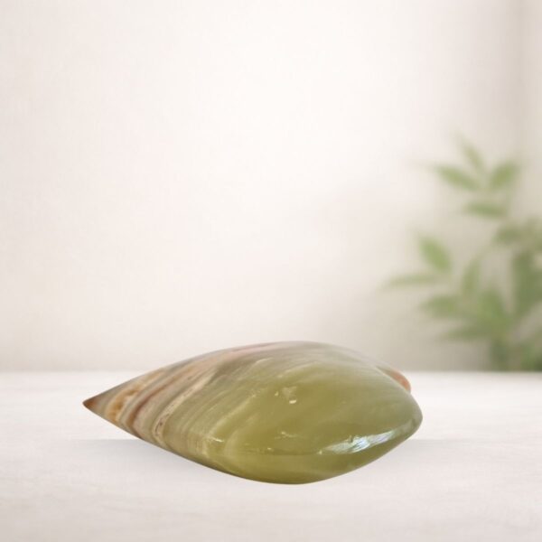 green-banded-onyx-heart-melbourne Green Banded Onyx heart for grounding and heart chakra support from Oracle of Crystals Melbourne