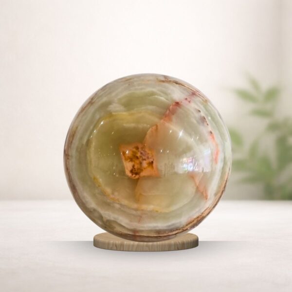 Green Banded Onyx sphere for grounding and emotional balance from Oracle of Crystals Melbourne