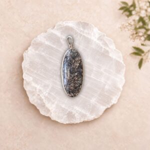 Tourmalinated Quartz Pendant set in 925 sterling silver for clarity, protection and grounding